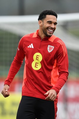 121025 - Wales Football Training - Ben Cabango of Wales during a training session ahead of tomorrows World Cup qualifier match against Belgium