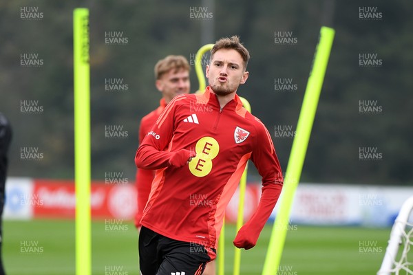 121025 - Wales Football Training - David Brooks of Wales during a training session ahead of tomorrows World Cup qualifier match against Belgium