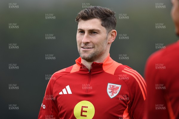 121025 - Wales Football Training - Ben Davies of Wales during a training session ahead of tomorrows World Cup qualifier match against Belgium
