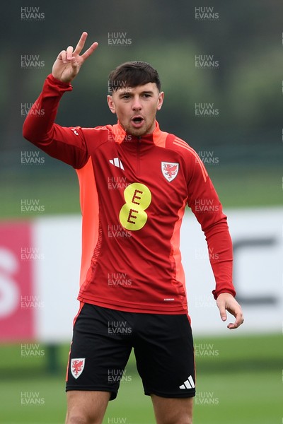 121025 - Wales Football Training - Mark Harris of Wales during a training session ahead of tomorrows World Cup qualifier match against Belgium