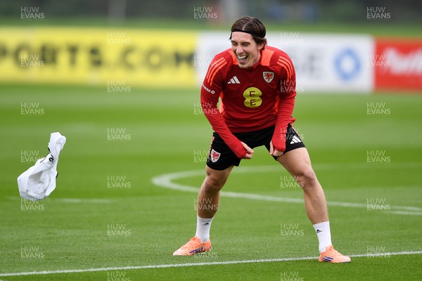 121025 - Wales Football Training - Harry Wilson of Wales during a training session ahead of tomorrows World Cup qualifier match against Belgium