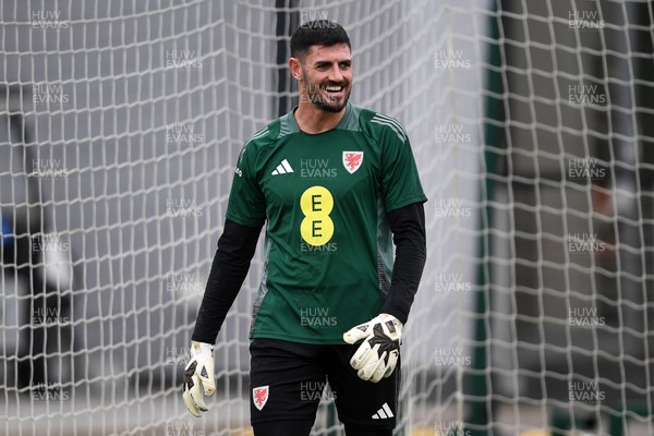 121025 - Wales Football Training - Tom King of Wales during a training session ahead of tomorrows World Cup qualifier match against Belgium