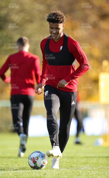 121118 - Wales Football Training Session - Tyler Roberts of Wales during training session ahead of their Nations League match against Denmark