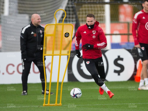 121121 - Wales Football Training Session - Wales' Chris Gunter during a training session ahead of the World Cup Qualifying match against Belarus
