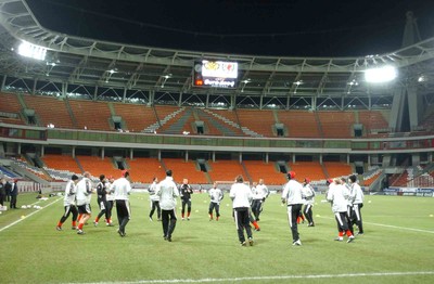 141103 - Wales Football Training - Wales train at the Locomotiv Stadium in Moscow