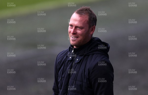 151118 - Wales Football Training - Newport County Manager Michael Flynn watches training