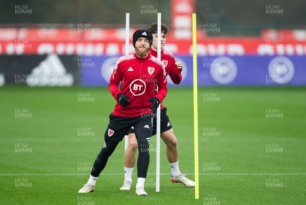 151121 - Wales Football Training Session -  Jonny Williams of Wales during a training session ahead of the World Cup 2022 Qualifying match against Belgium at the the Cardiff City Stadium