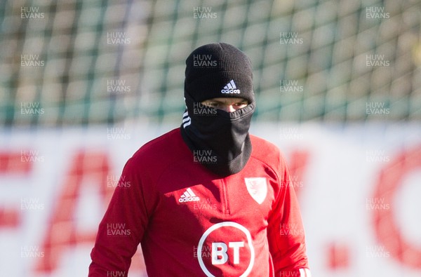181119 - Wales Football Training Session - Aaron Ramsey of Wales goes in disguise during training ahead of their Euro 2020 Qualifier against Hungary