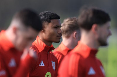 190325  Wales Men Football Training - Kai Andrews during a Wales training session ahead of the 2026 World Cup Qualifiers with Kazakhstan and North Macedonia