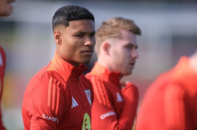 190325  Wales Men Football Training - Kai Andrews during a Wales training session ahead of the 2026 World Cup Qualifiers with Kazakhstan and North Macedonia