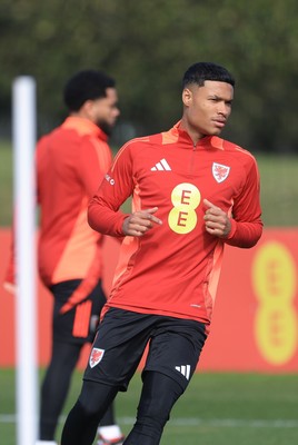 190325  Wales Men Football Training - Kai Andrews during a Wales training session ahead of the 2026 World Cup Qualifiers with Kazakhstan and North Macedonia