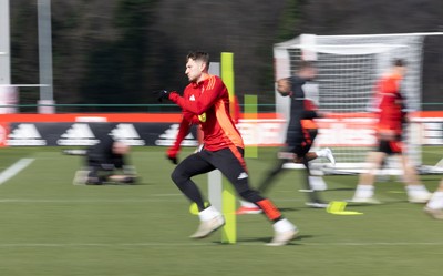 190325  Wales Men Football Training - David Brooks during a Wales training session ahead of the 2026 World Cup Qualifiers with Kazakhstan and North Macedonia