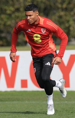 190325  Wales Men Football Training - Kai Andrews during a Wales training session ahead of the 2026 World Cup Qualifiers with Kazakhstan and North Macedonia