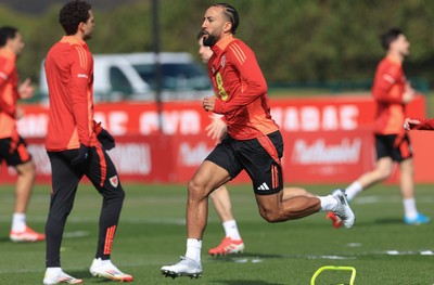 190325  Wales Men Football Training - Sorba Thomas during a Wales training session ahead of the 2026 World Cup Qualifiers with Kazakhstan and North Macedonia