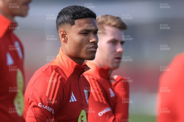 190325  Wales Men Football Training - Kai Andrews during a Wales training session ahead of the 2026 World Cup Qualifiers with Kazakhstan and North Macedonia