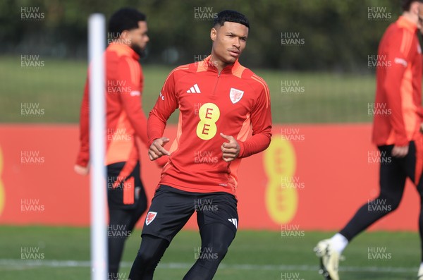 190325  Wales Men Football Training - Kai Andrews during a Wales training session ahead of the 2026 World Cup Qualifiers with Kazakhstan and North Macedonia