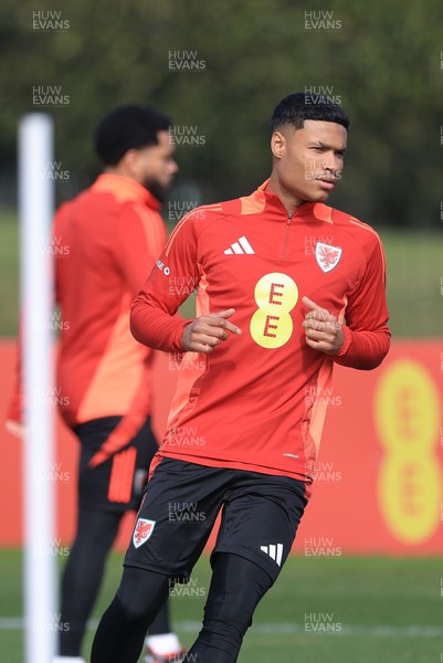 190325  Wales Men Football Training - Kai Andrews during a Wales training session ahead of the 2026 World Cup Qualifiers with Kazakhstan and North Macedonia