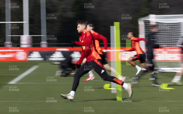 190325  Wales Men Football Training - David Brooks during a Wales training session ahead of the 2026 World Cup Qualifiers with Kazakhstan and North Macedonia