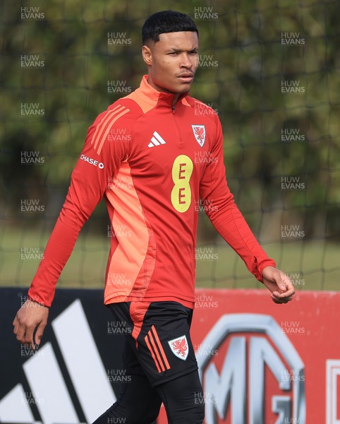 190325  Wales Men Football Training - Kai Andrews during a Wales training session ahead of the 2026 World Cup Qualifiers with Kazakhstan and North Macedonia