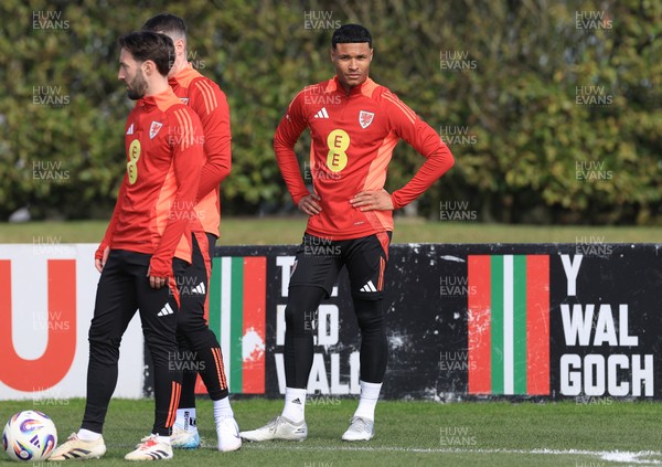 190325  Wales Men Football Training - Kai Andrews during a Wales training session ahead of the 2026 World Cup Qualifiers with Kazakhstan and North Macedonia