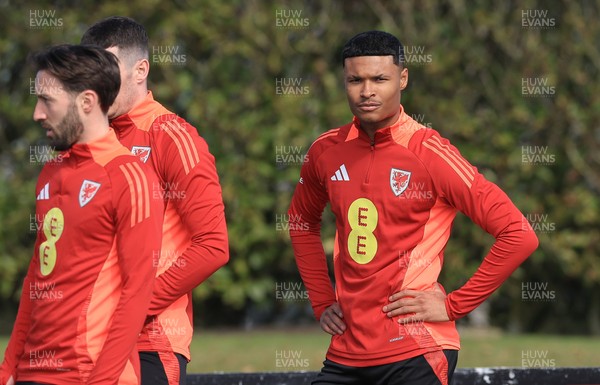 190325  Wales Men Football Training - Kai Andrews during a Wales training session ahead of the 2026 World Cup Qualifiers with Kazakhstan and North Macedonia