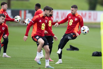 200324 - Wales Football Training Session - Aaron Ramsey during training session ahead of Wales’  Euro 2024 qualifying play-off semi-final against Finland