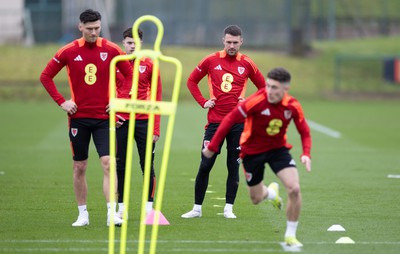 200324 - Wales Football Training Session - Aaron Ramsey during training session ahead of Wales’  Euro 2024 qualifying play-off semi-final against Finland