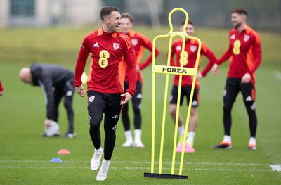 200324 - Wales Football Training Session - Aaron Ramsey during training session ahead of Wales’  Euro 2024 qualifying play-off semi-final against Finland