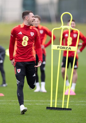 200324 - Wales Football Training Session - Aaron Ramsey during training session ahead of Wales’  Euro 2024 qualifying play-off semi-final against Finland