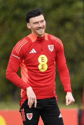 210325 - Wales Football Training - Kieffer Moore ahead of the 2026 World Cup Qualifier with Kazakhstan 