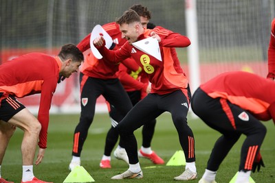 210325 - Wales Football Training - David Brooks ahead of the 2026 World Cup Qualifier with Kazakhstan 