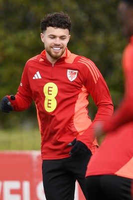 210325 - Wales Football Training - Neco Williams ahead of the 2026 World Cup Qualifier with Kazakhstan 