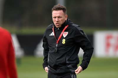 210325 - Wales Football Training - Wales Manager, Craig Bellamy ahead of the 2026 World Cup Qualifier with Kazakhstan 