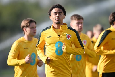 230926 - Wales Football Training - Jayden Lienou during training ahead of their upcoming Nations League match against Portugal