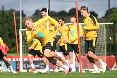 230926 - Wales Football Training - Joe Taylor during training ahead of their upcoming Nations League match against Portugal