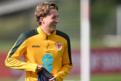 230926 - Wales Football Training - Charlie Savage during training ahead of their upcoming Nations League match against Portugal
