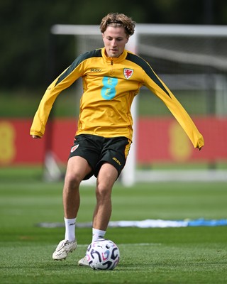 230926 - Wales Football Training - Charlie Savage during training ahead of their upcoming Nations League match against Portugal