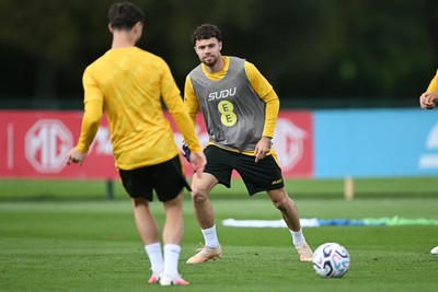 230926 - Wales Football Training - Neco Williams during training ahead of their upcoming Nations League match against Portugal