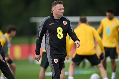 230926 - Wales Football Training - Wales Manager, Craig Bellamy during training ahead of their upcoming Nations League match against Portugal