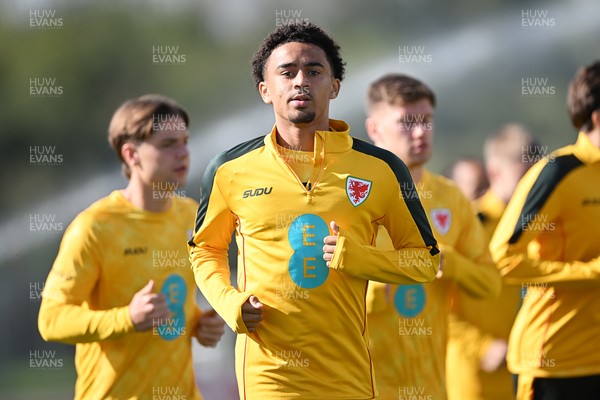 230926 - Wales Football Training - Jayden Lienou during training ahead of their upcoming Nations League match against Portugal