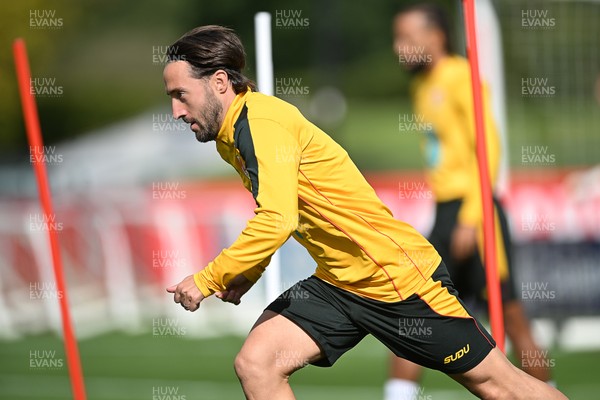 230926 - Wales Football Training - Josh Sheehan during training ahead of their upcoming Nations League match against Portugal