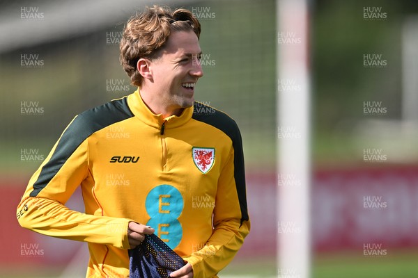 230926 - Wales Football Training - Charlie Savage during training ahead of their upcoming Nations League match against Portugal