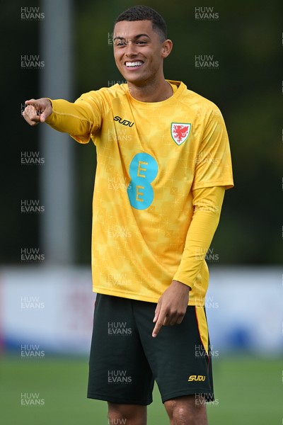 230926 - Wales Football Training - Brennan Johnson during training ahead of their upcoming Nations League match against Portugal