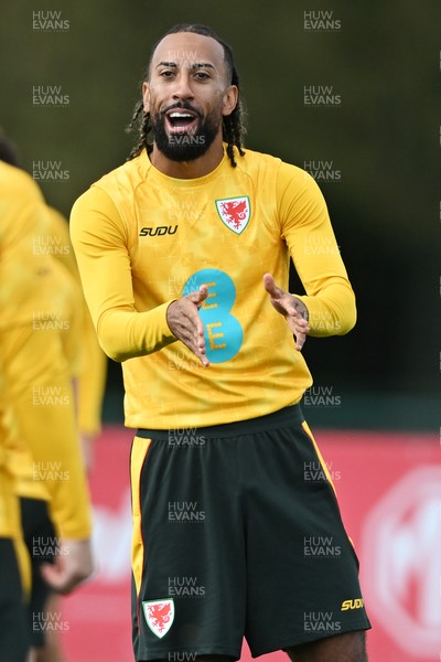 230926 - Wales Football Training - Sorba Thomas during training ahead of their upcoming Nations League match against Portugal