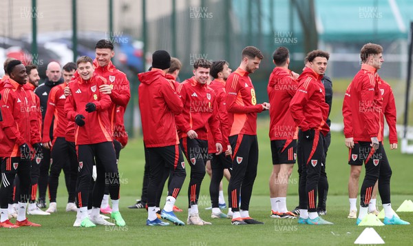 250324 - Wales Football Training Session -  Wales players during training session ahead of their Euro 2024 qualifying play-off final against Poland