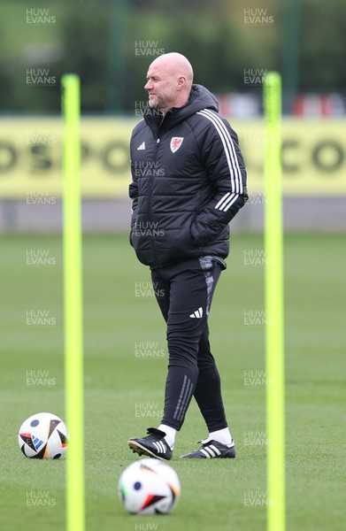 250324 - Wales Football Training Session -  Wales manager Rob Page during training session ahead of their Euro 2024 qualifying play-off final against Poland