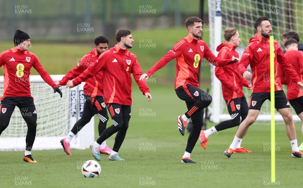 250324 - Wales Football Training Session -  Wales players during training session ahead of their Euro 2024 qualifying play-off final against Poland
