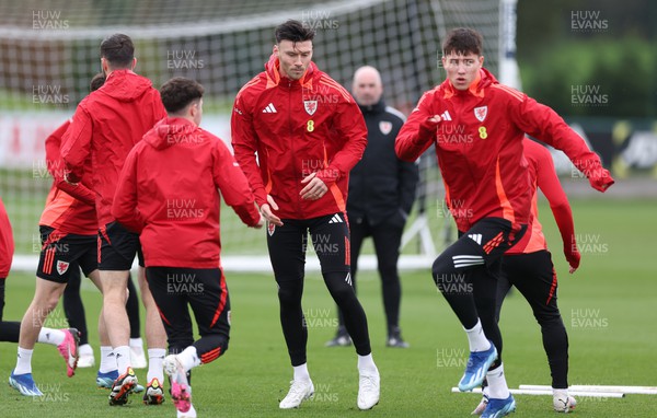 250324 - Wales Football Training Session -  Kieffer Moore during training session ahead of their Euro 2024 qualifying play-off final against Poland