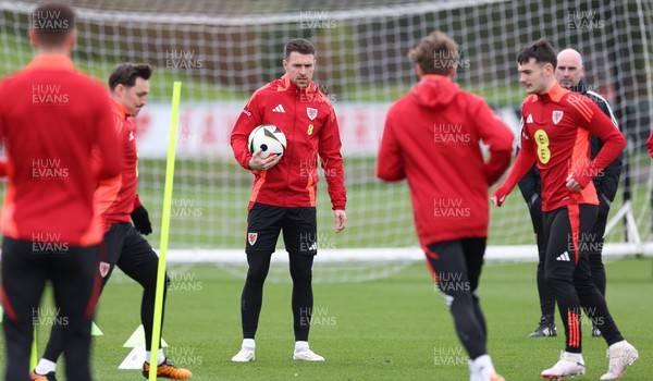 250324 - Wales Football Training Session -  Aaron Ramsey during training session ahead of their Euro 2024 qualifying play-off final against Poland