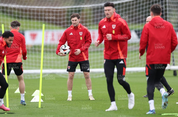 250324 - Wales Football Training Session - Ben Davies during training session ahead of their Euro 2024 qualifying play-off final against Poland